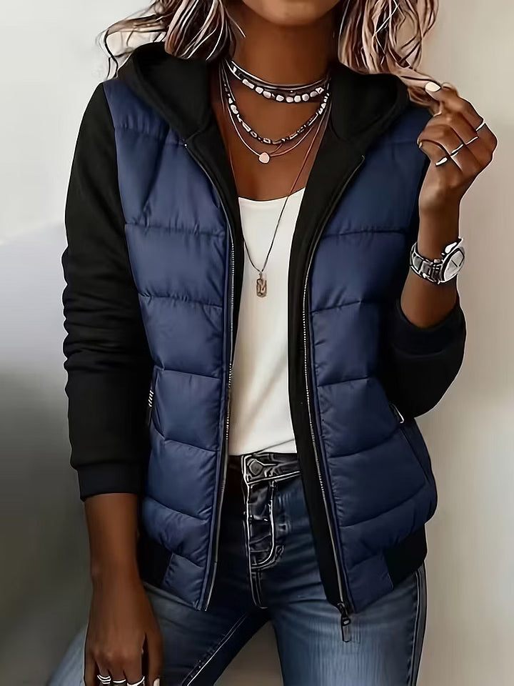 Roosje - Veste matelassée femme à capuche et manches longues bicolores