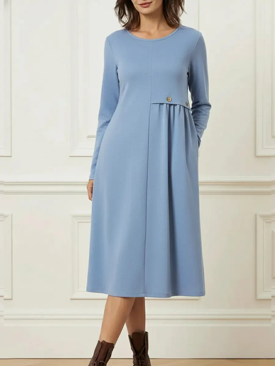 Helisavelle™ - Robe Midi en Coton à Manches Longues au Style Décontracté