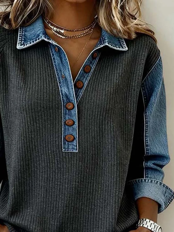 Marisolenne - Sweatshirt Casual À Surpiqûres Contrastées