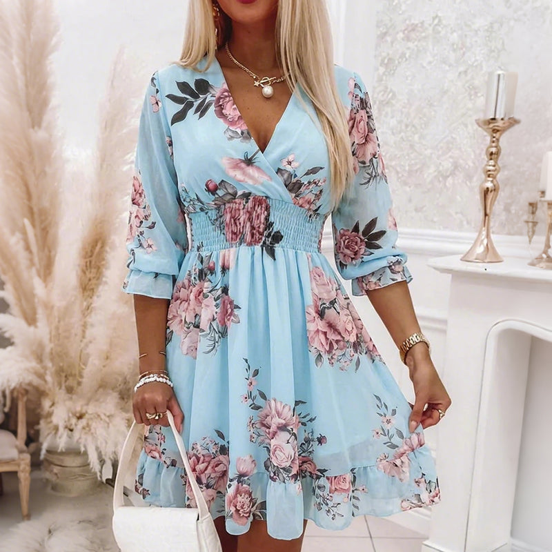 Halvienne™ - Robe Fleurie d’Été à Décolleté V