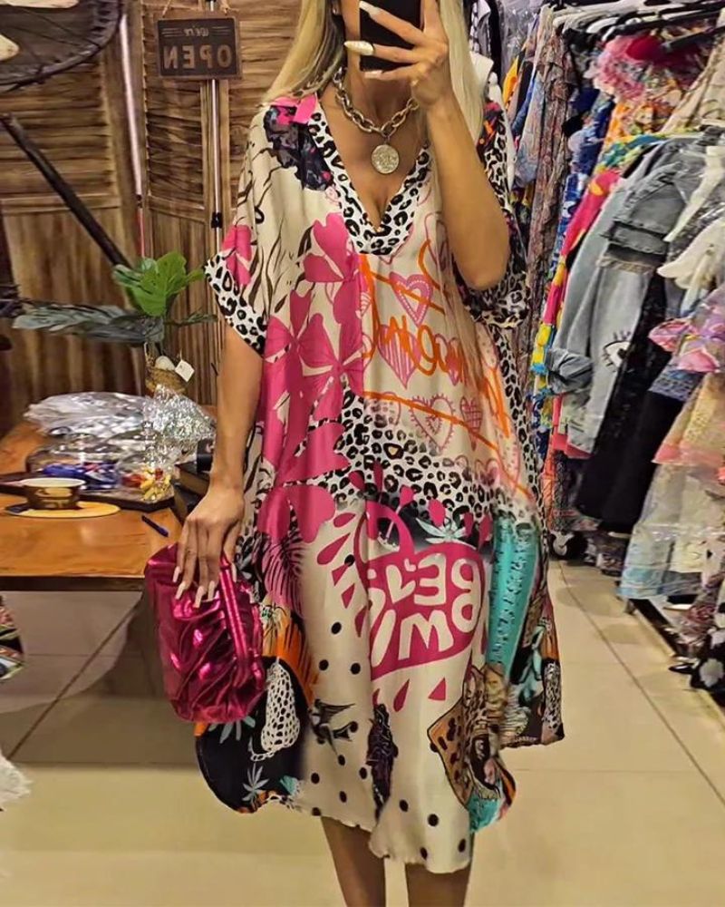 Jovena™ - Robe décontractée avec imprimé léopard coloré