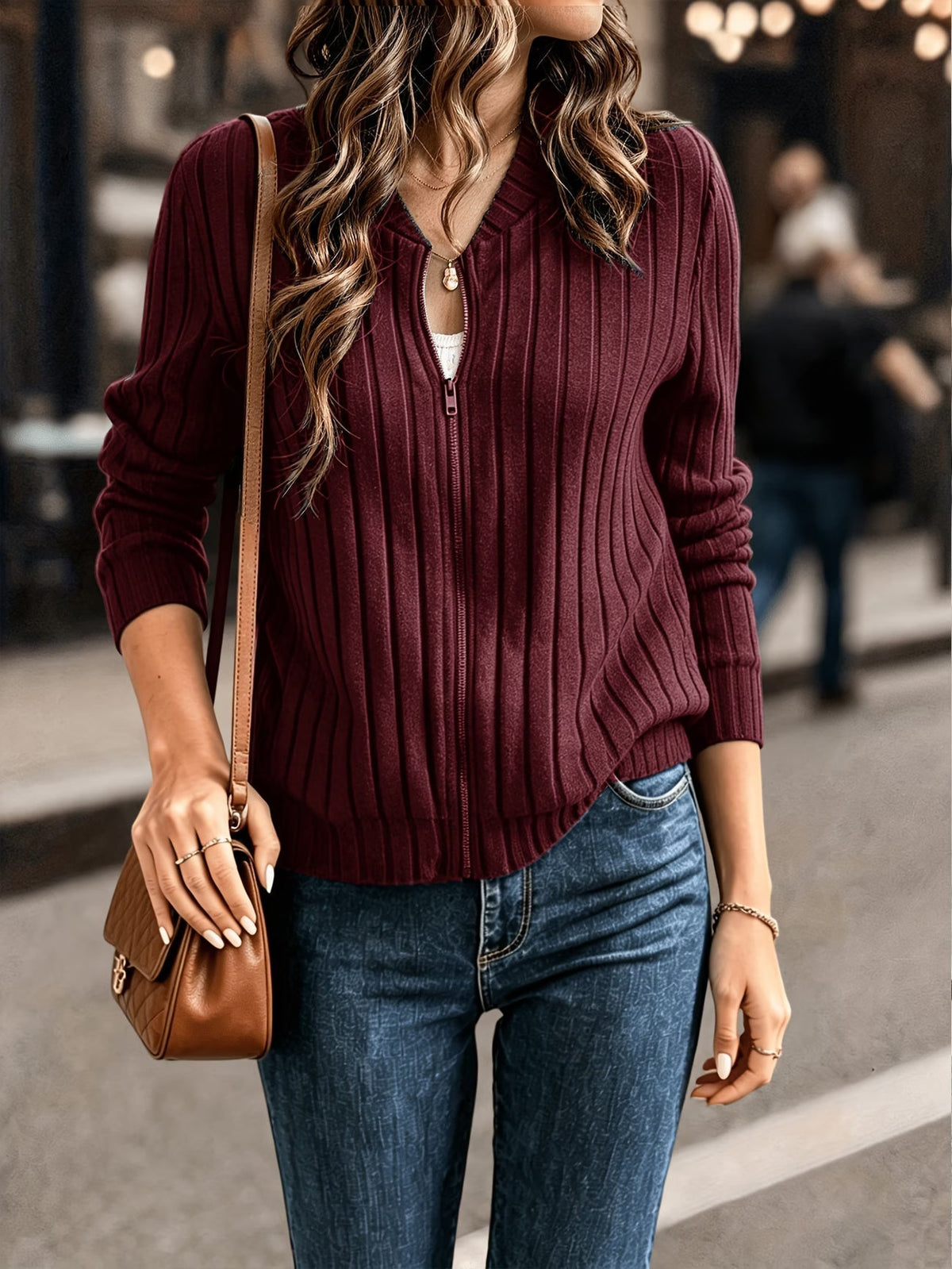 Coby - Veste femme côtelé avec fermeture zippée