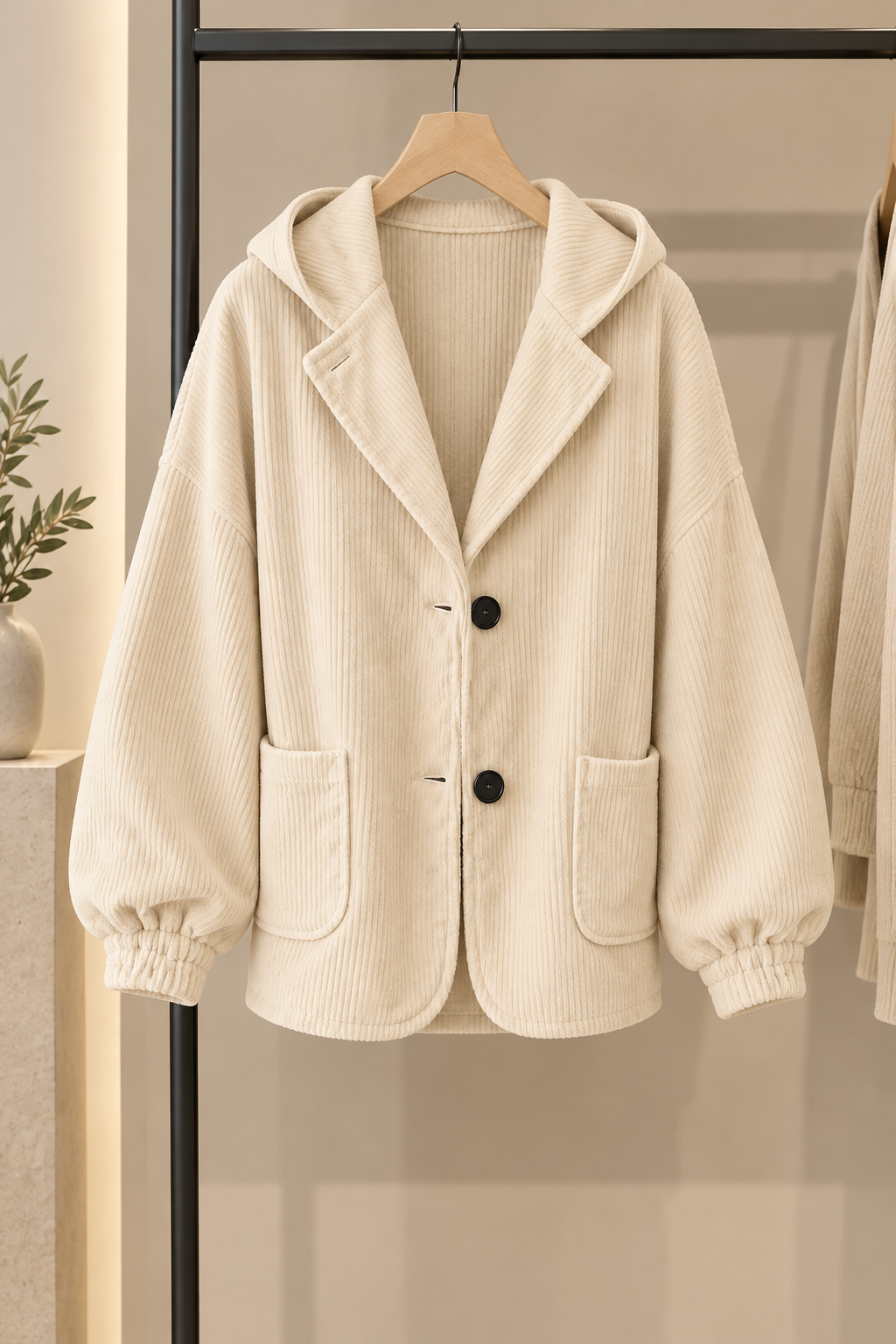 Berber - Veste femme oversize effet velours côtelé avec capuche