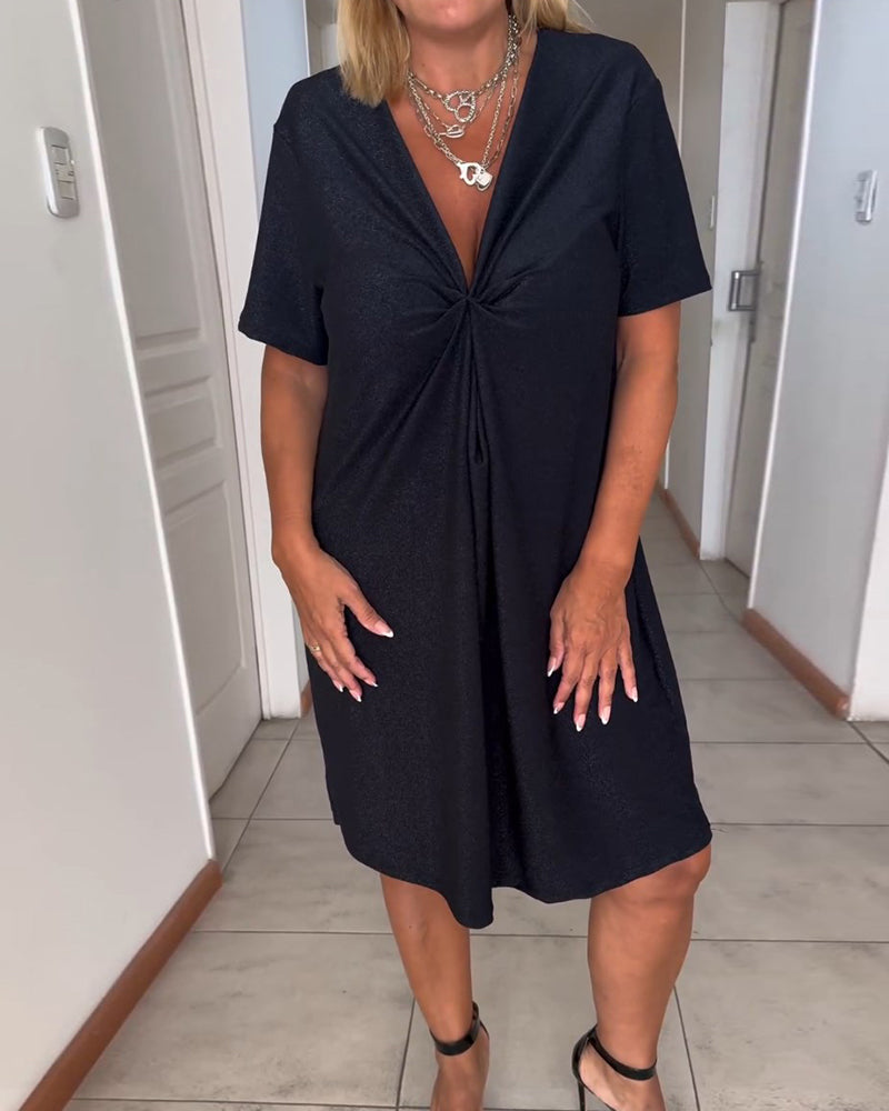 Julieta™ - Robe à manches courtes torsadée avec décolleté en V
