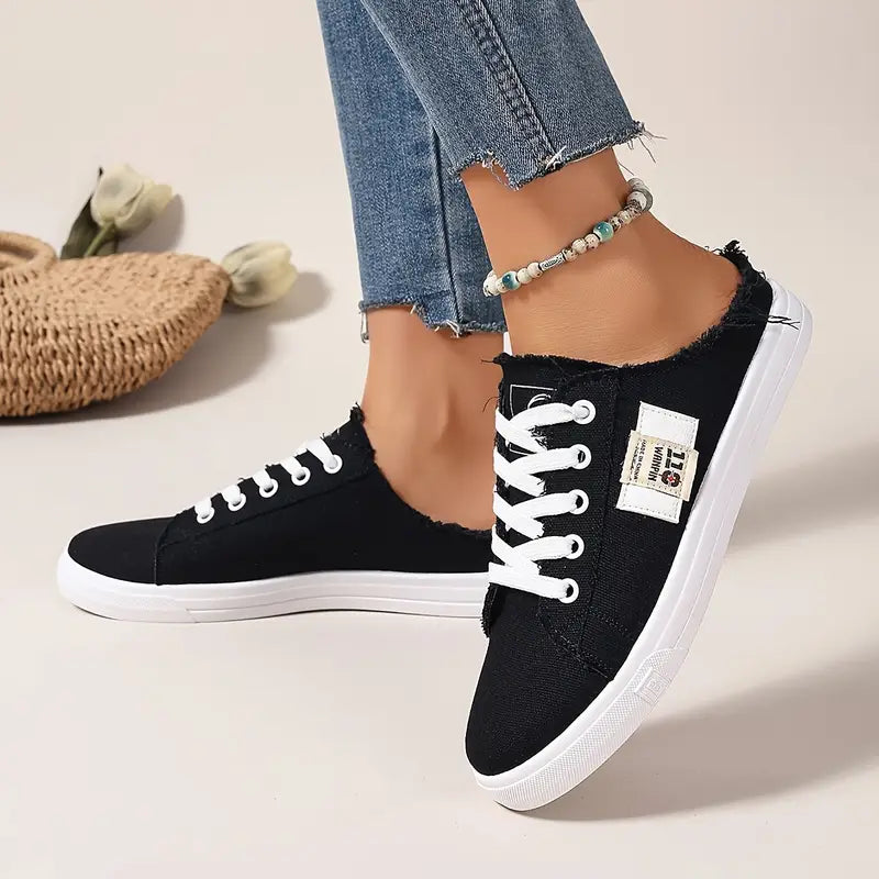 Cyrelia™ - Chaussures en toile lacées plates tendance et confortables qui vont avec tout