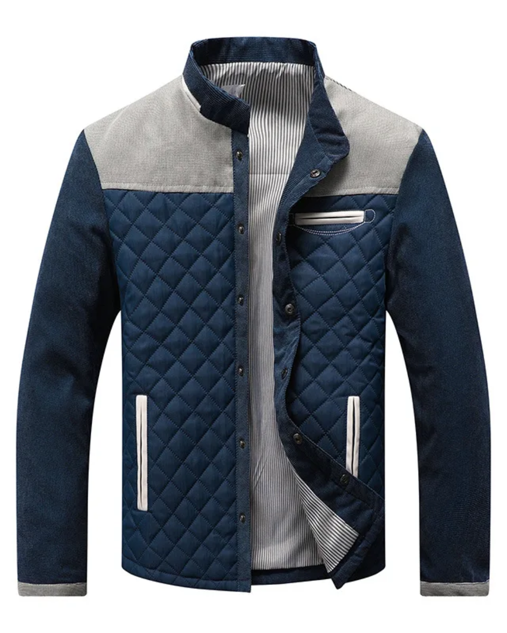 Benjamin - Veste homme matelassée à épaules contrastées et col montant