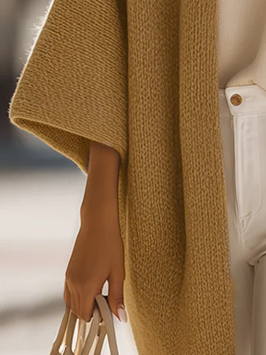 Queliralyne™ - Cardigan Tricot Oversize Beige Sable