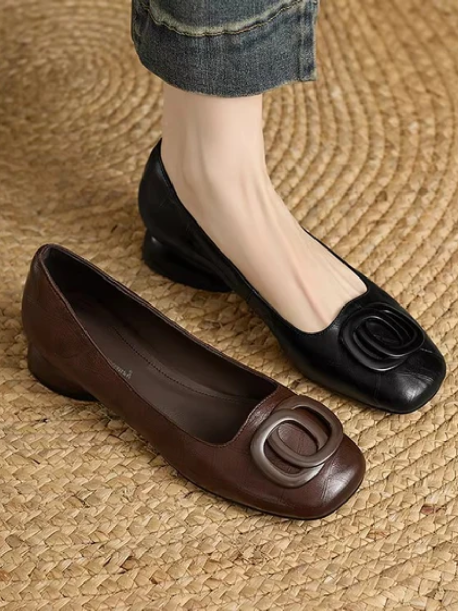 Leonora - Femme en cuir avec bout carré élégant