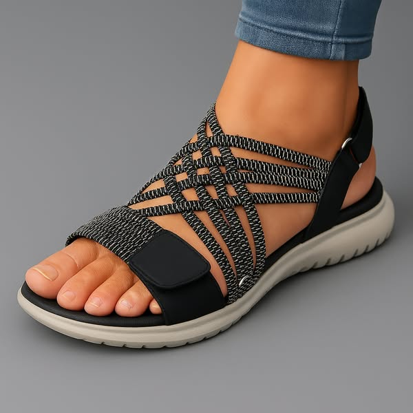 Janira - Sandales femme confort à brides tressées ajustables