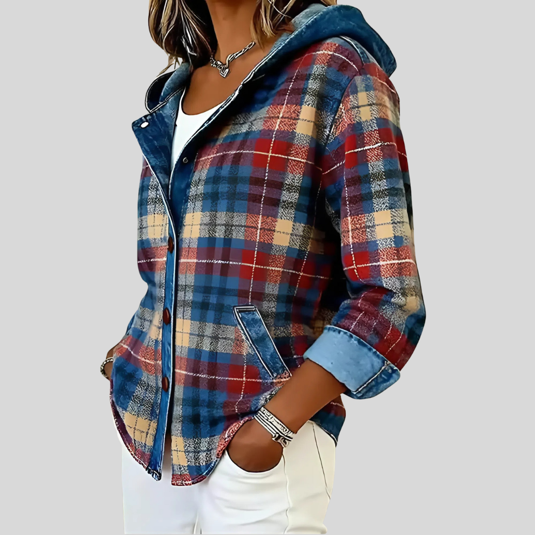 Neraviennea - Veste À Carreaux Tendance Avec Capuche