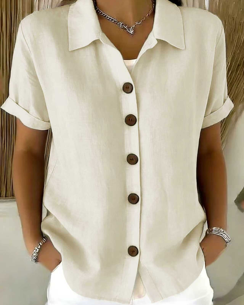 Marovia - Blouse femme boutonnée à manches courtes