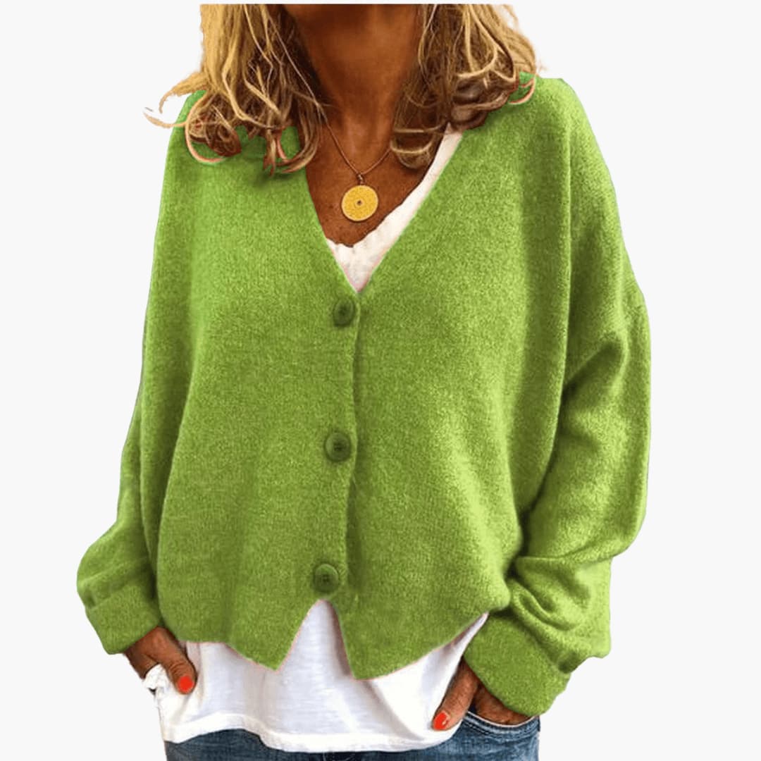 Sixtine - Cardigan Femme Doux en Tricot à Boutons et Coupe Décontractée
