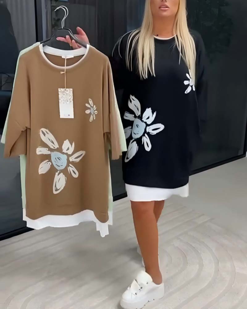 Ravessa™ - Robe Décontractée Style Sweat À Motif Floral