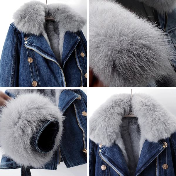Béatrice™ - Manteau de denim en fourrure de renard doublé de luxe