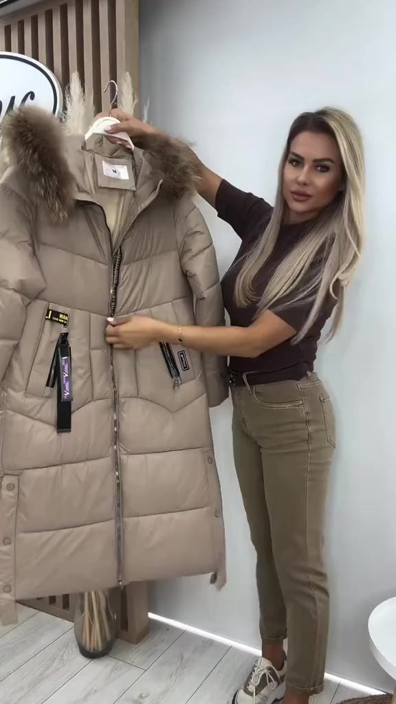 Elysavine™- Manteau Long Hiver avec Col en Fourrure