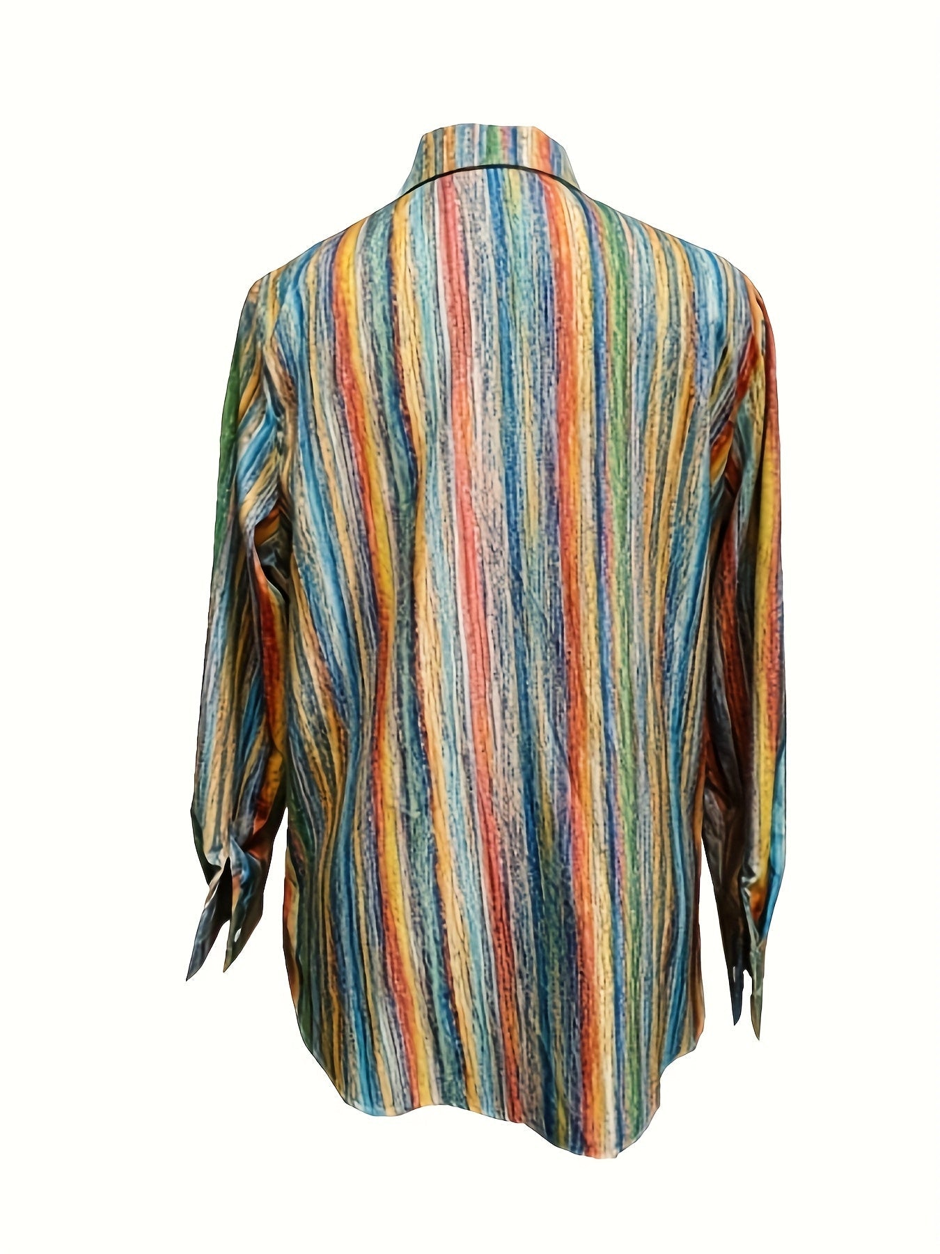 Qirexa™ - Chemise Femme Rayures Verticales Coupe Ample Boutonnée Style Décontracté