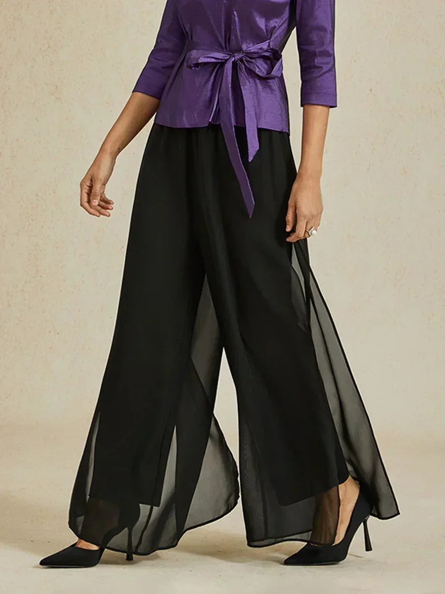 Marilivra - Pantalon À Jambes Droites Avec Fente En Chiffon