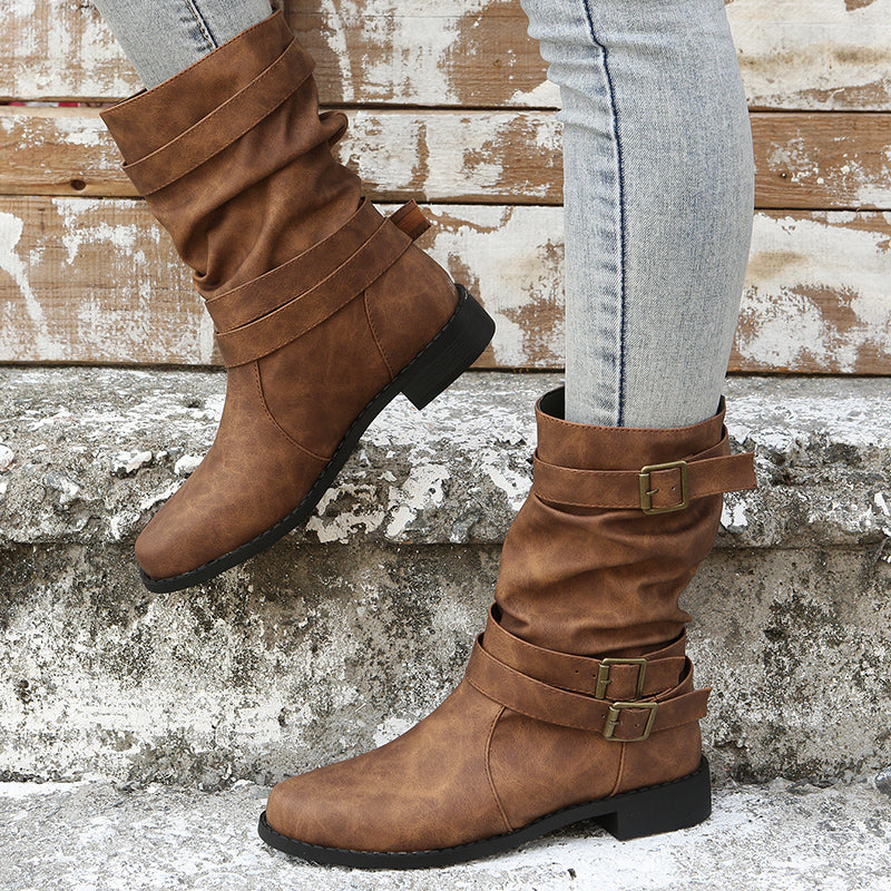Nettie™ - Bottes Rétro en Cuir pour l'Automne-Hiver