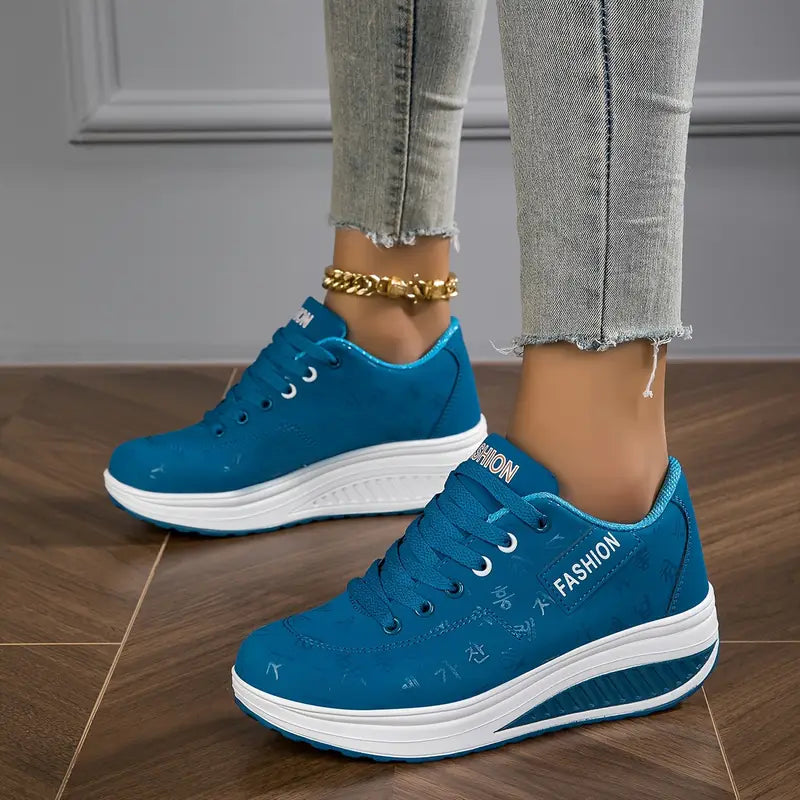 Brelina™ - Baskets femme plateforme lacets cuir synthétique confort quotidien