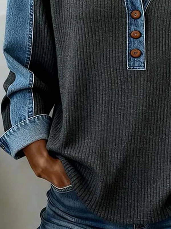 Marisolenne - Sweatshirt Casual À Surpiqûres Contrastées