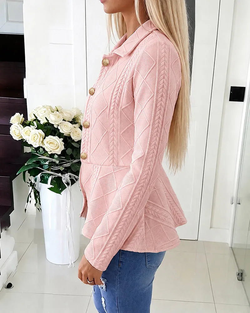 Geeske - Cardigan femme à motif chevron et argyle avec col rabattu