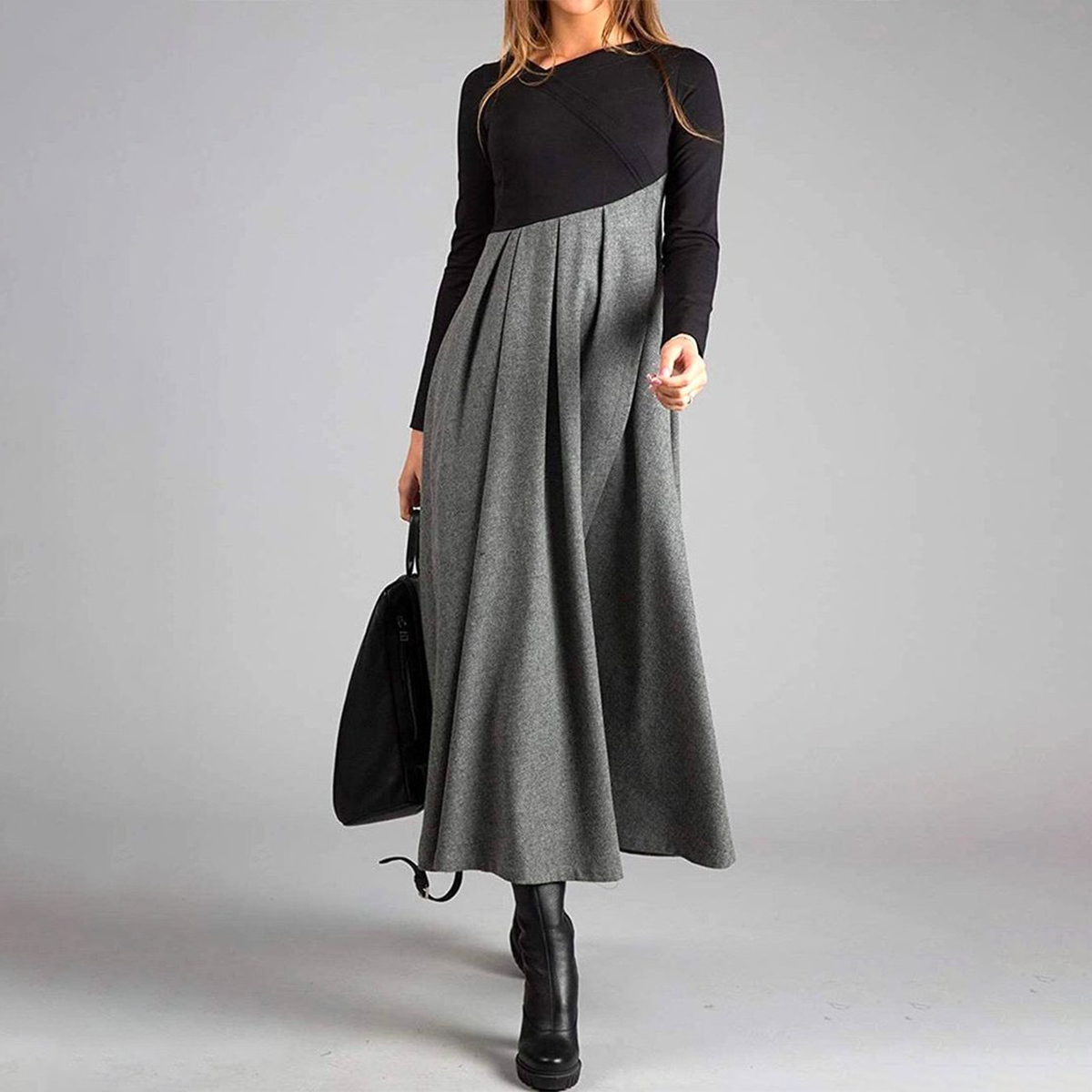 Manon™ - Élégante robe longue à manches longues