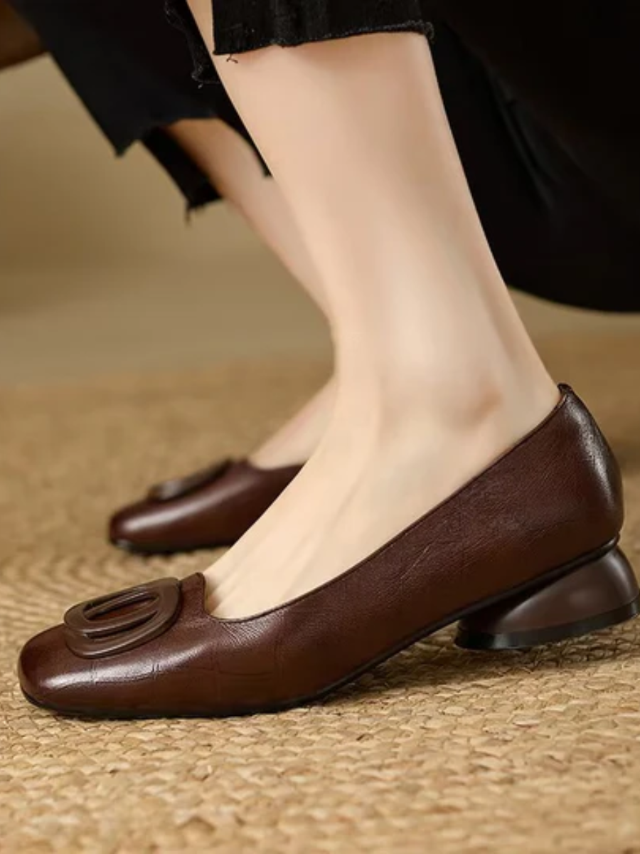Leonora - Femme en cuir avec bout carré élégant