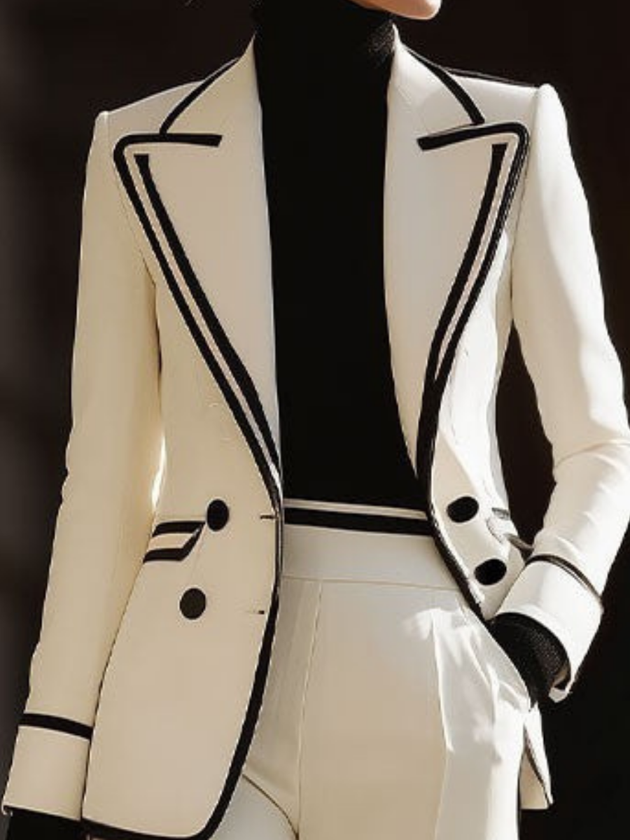 Praxine™ - Ensemble Femme Tailleur Élégant Blazer Double Boutonnage et Pantalon Large