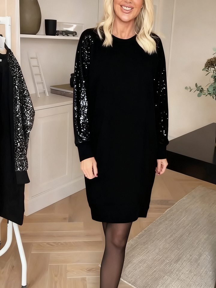 Thalivienne - Robe À Manches Longues En Sequins À Col Rond