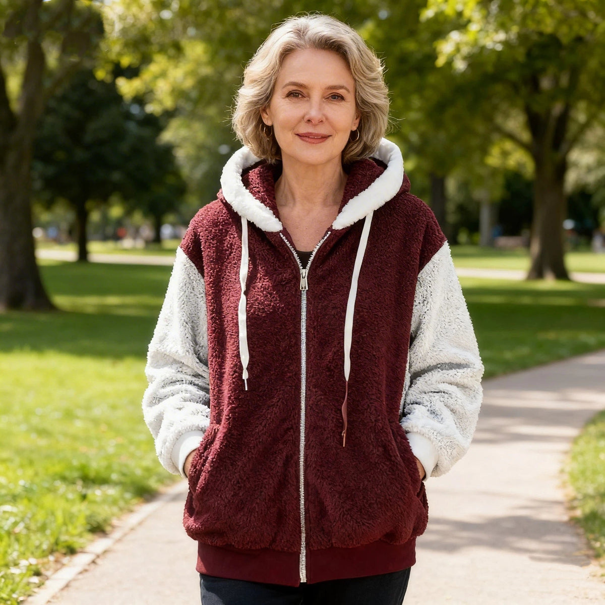 Francesca - Veste polaire femme à capuche avec poches pratiques