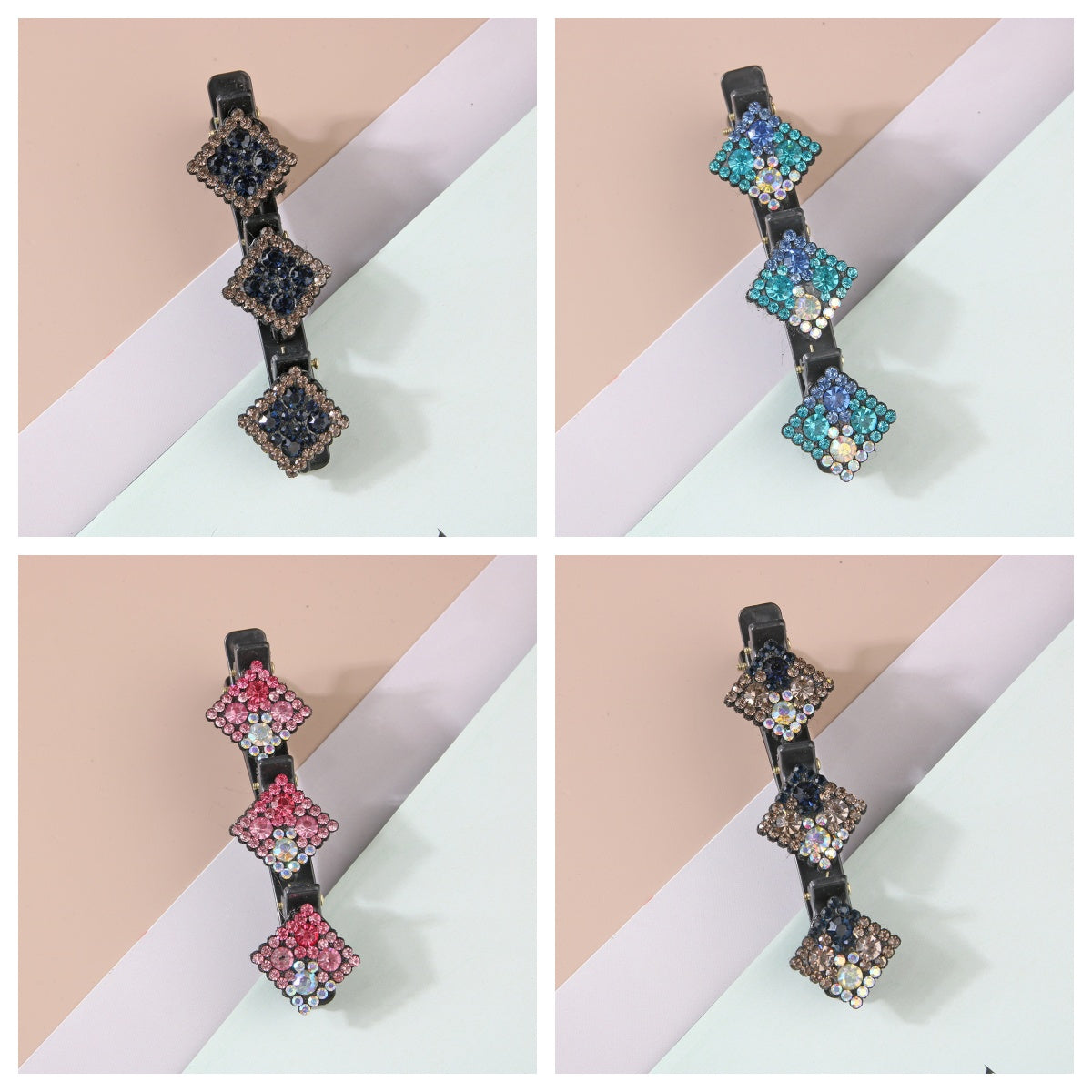 Kalinorae - Épingles à Cheveux Cristal Carré – Lot de 4