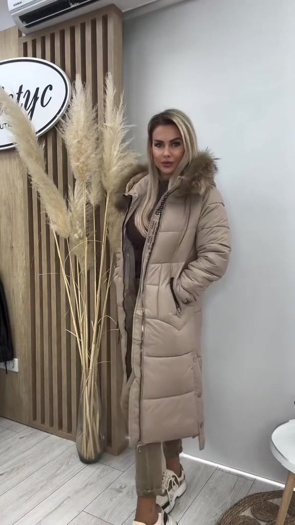 Elysavine™- Manteau Long Hiver avec Col en Fourrure