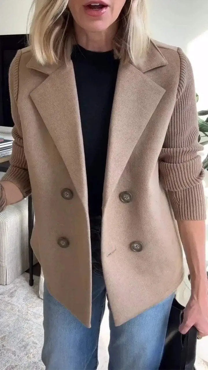 Augustine™ - Manteau Décontracté à Col avec Manches Patchwork