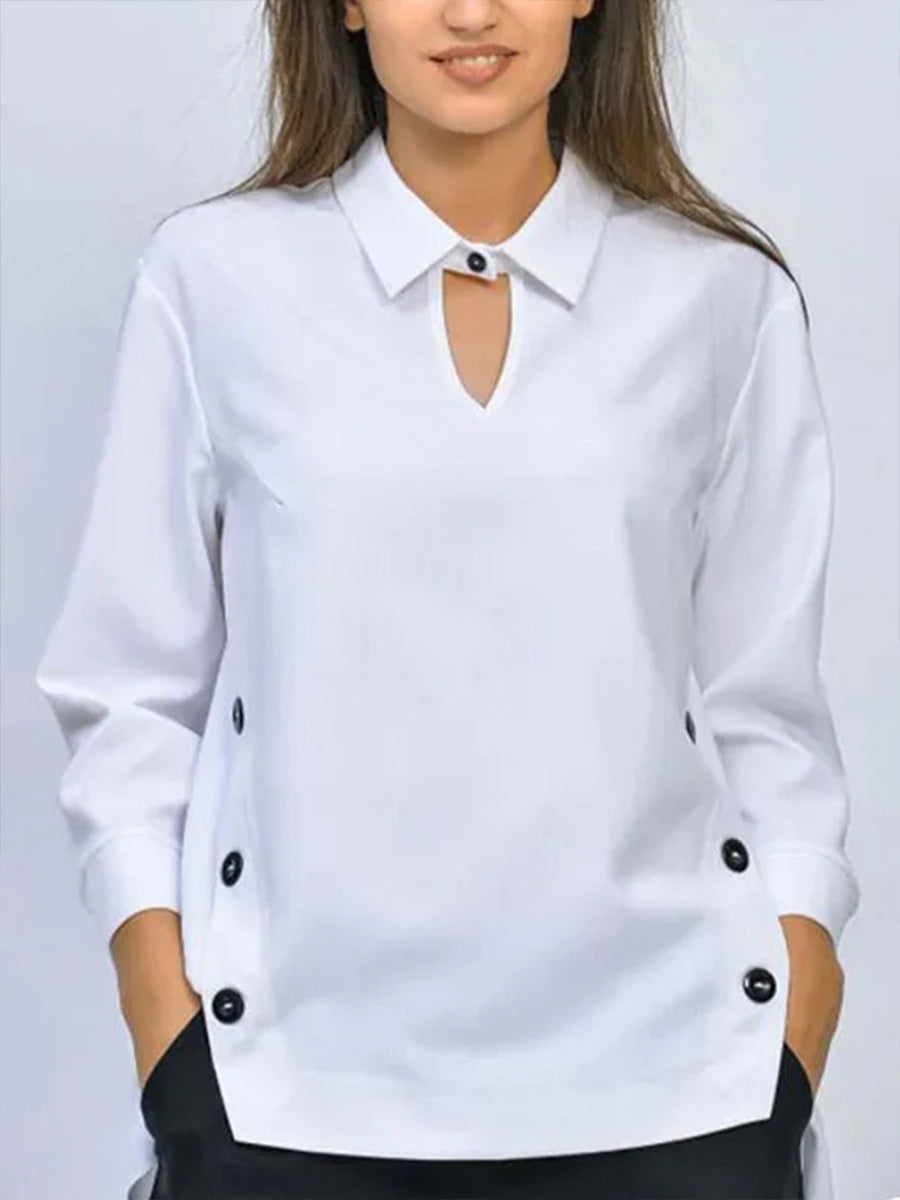 Pryxa™ - Chemisier femme col classique ouverture élégante manches longues minimaliste