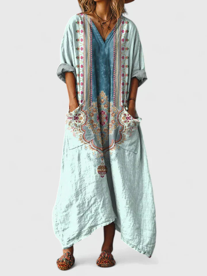 Grazelle™ - Robe Longue Fluide Imprimée Style Bohème Élégant