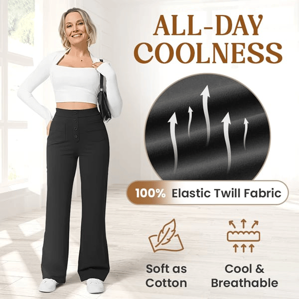 Nara™ - Haute élasticité - Pantalon décontracté taille haute à jambe droite