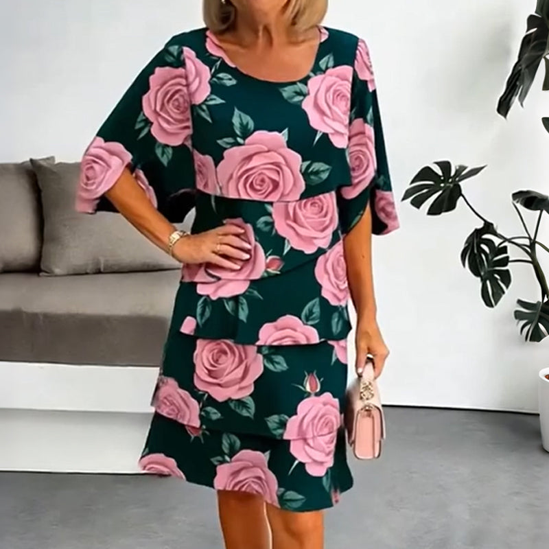 Qyvelle™ - Robe Femme Imprimé Floral Coupe Ample Manches Fluides Style Élégant