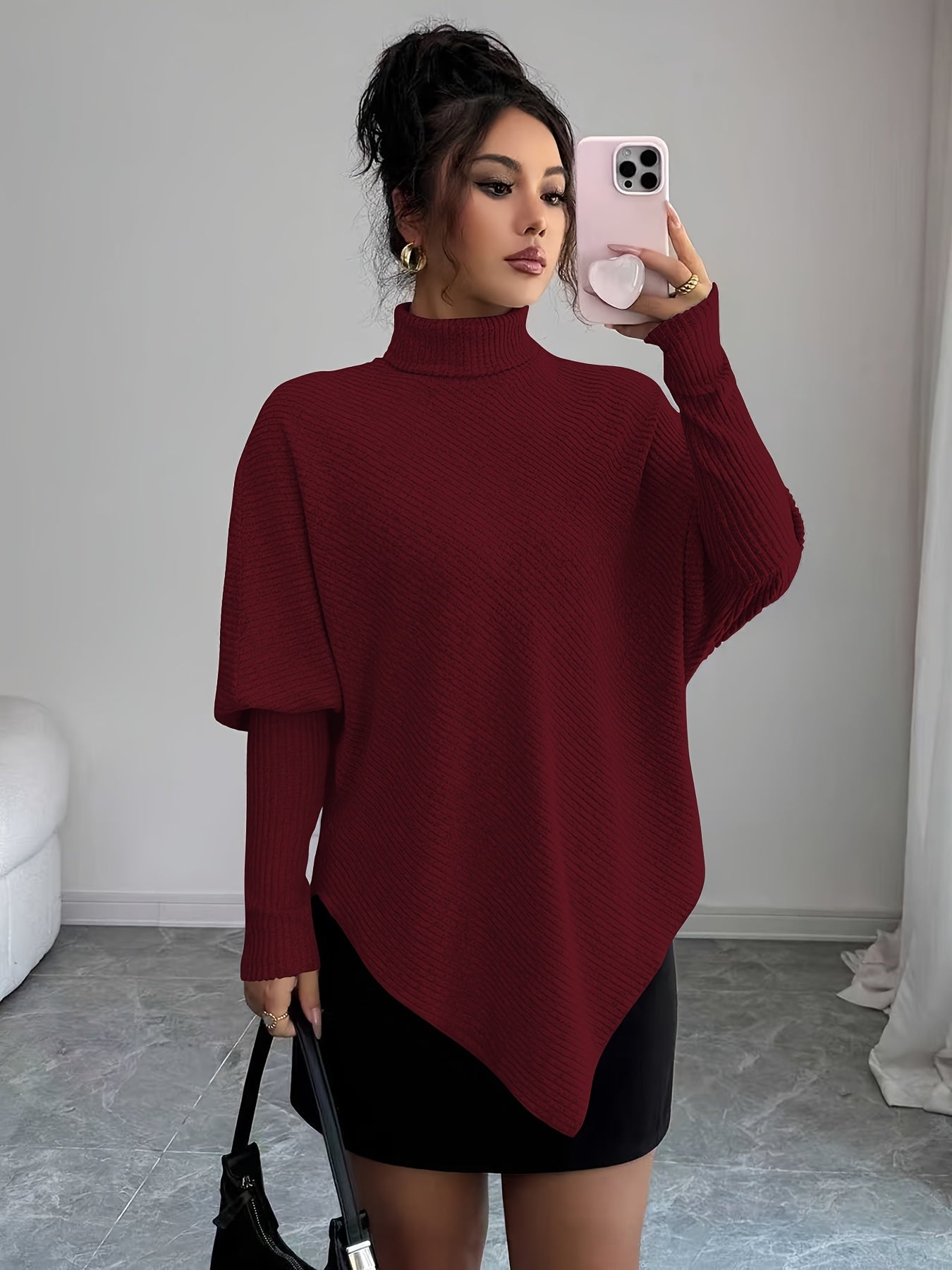 Ilyssa™ - Pull Asymétrique Col Montant Élégance Moderne