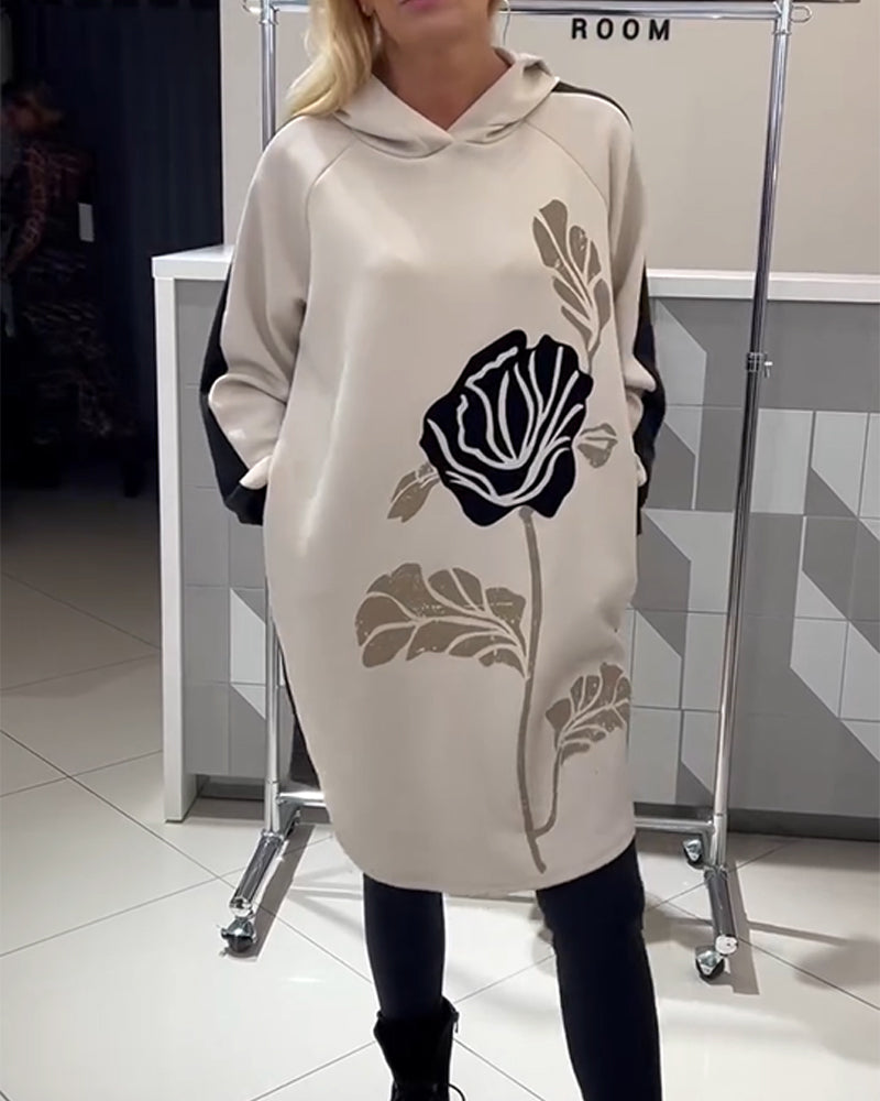 Kalirissa - Robe à Capuche avec Imprimé Fleuri