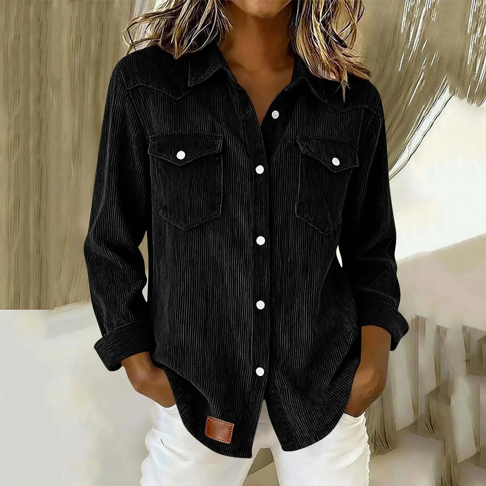 Sigrid - Chemise femme rayée boutonnée avec poches
