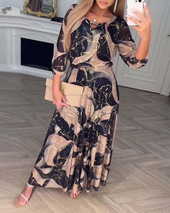 Carenza™ - Robe en Chiffon Élégante à Manches Trois Quarts