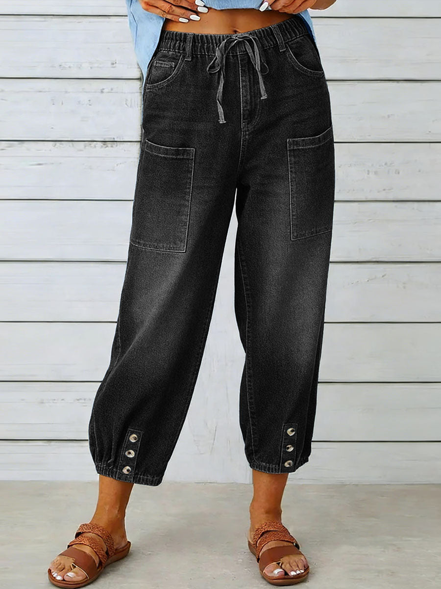 Elythia™ - Jean Femme Taille Haute Coupe Large Denim Confort Quotidien