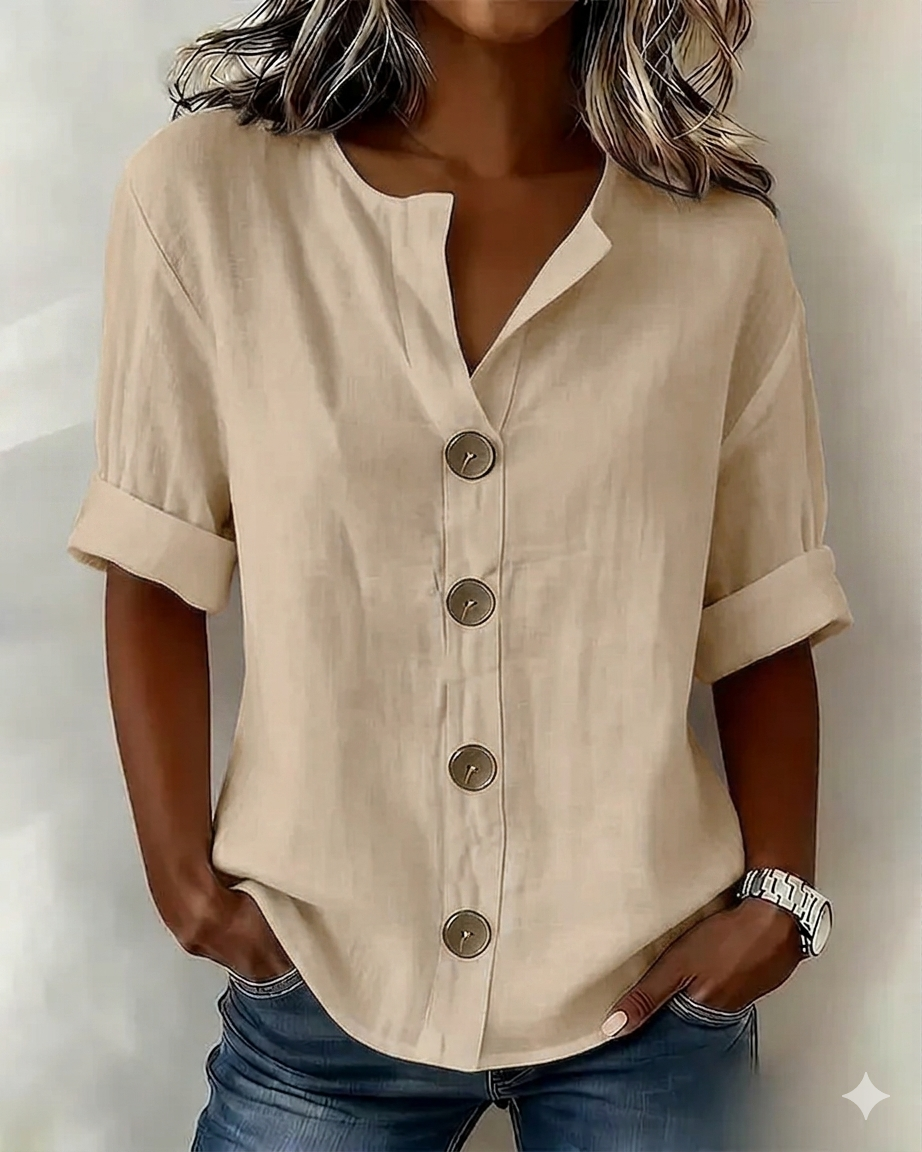 Pavixa™ - Blouse Femme Légère Boutonnée Coupe Fluide Pour Été