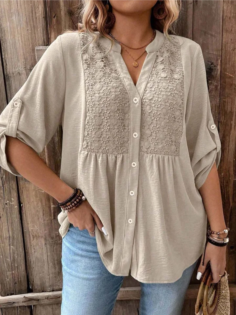 Hylora™ - Blouse Élégante à Décolleté V avec Boutons