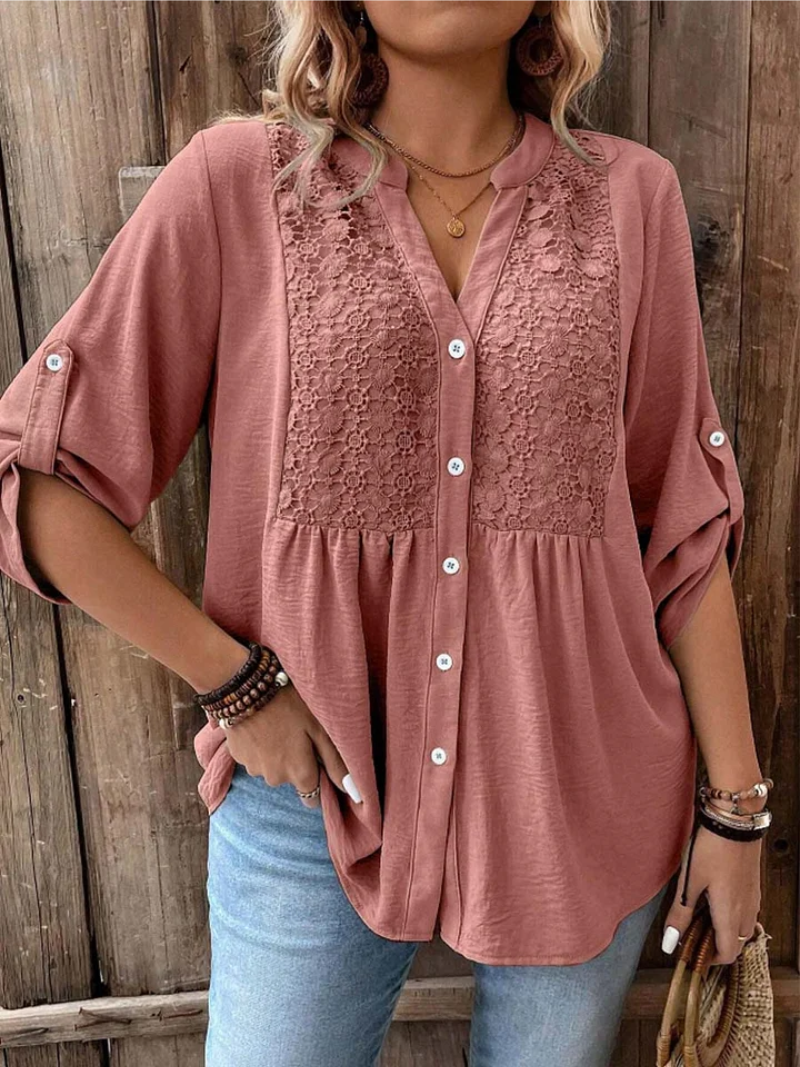 Hylora™ - Blouse Élégante à Décolleté V avec Boutons