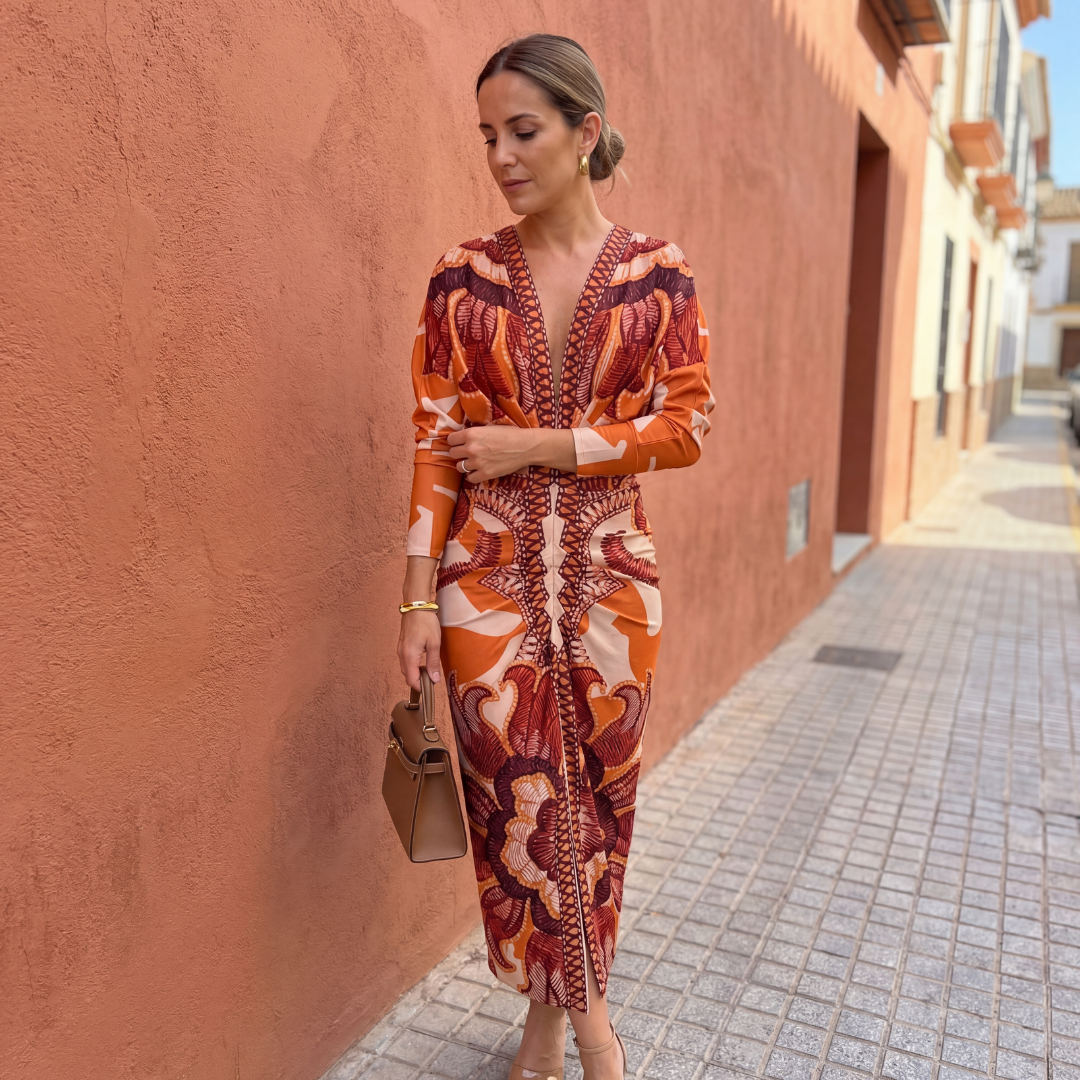 Isadora™ - Robe Maxi Femme Fluide Décolleté V Coupe Croisée Taille Ajustée Élégante