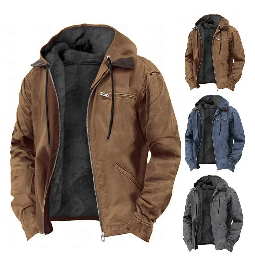 Georges - Veste homme à capuche zippée avec doublure chaude et poches