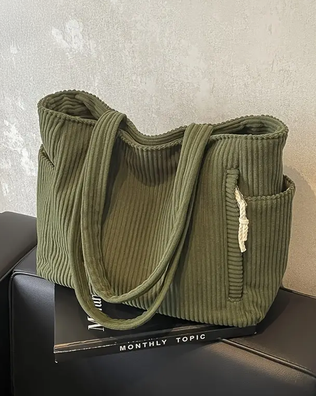 Gisara™ - Sac fourre-tout côtelé avec détail en corde