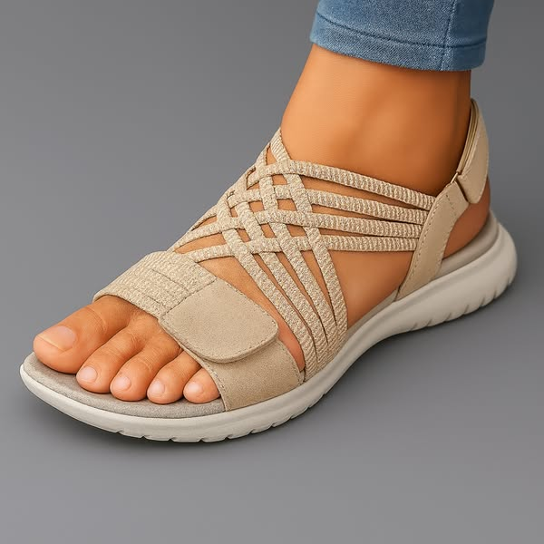 Janira - Sandales femme confort à brides tressées ajustables