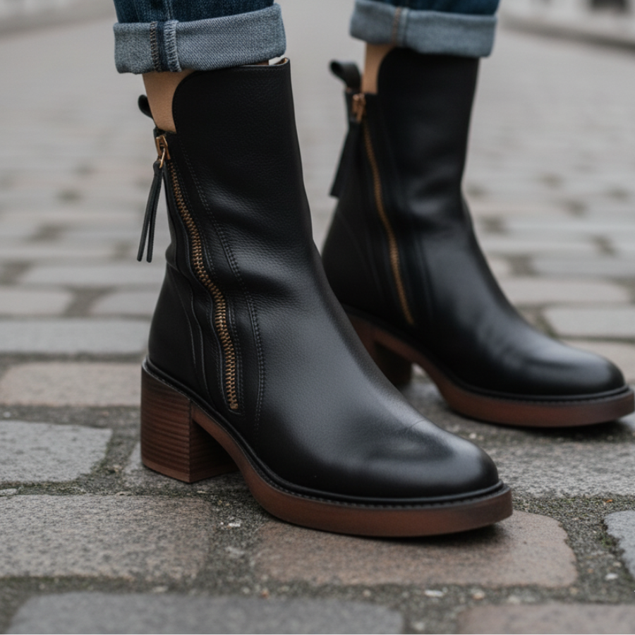 Helara™ - Bottes en Cuir Noires Élégantes et Confortables